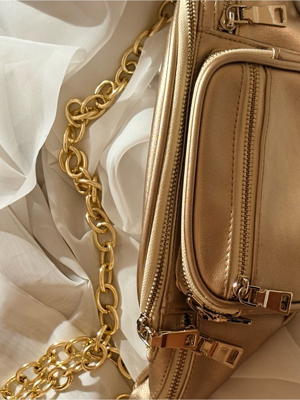 Metallic Gold Chain Crossbody Bag